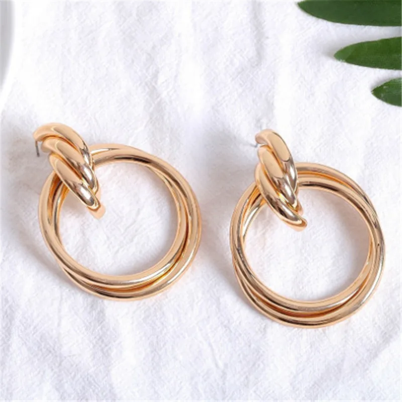 

Ufavoirte Gold sliver Earrings for Women Geometric Circle Hoops Minimalist Metal Small Earrings Fashion jewelry wholesale
