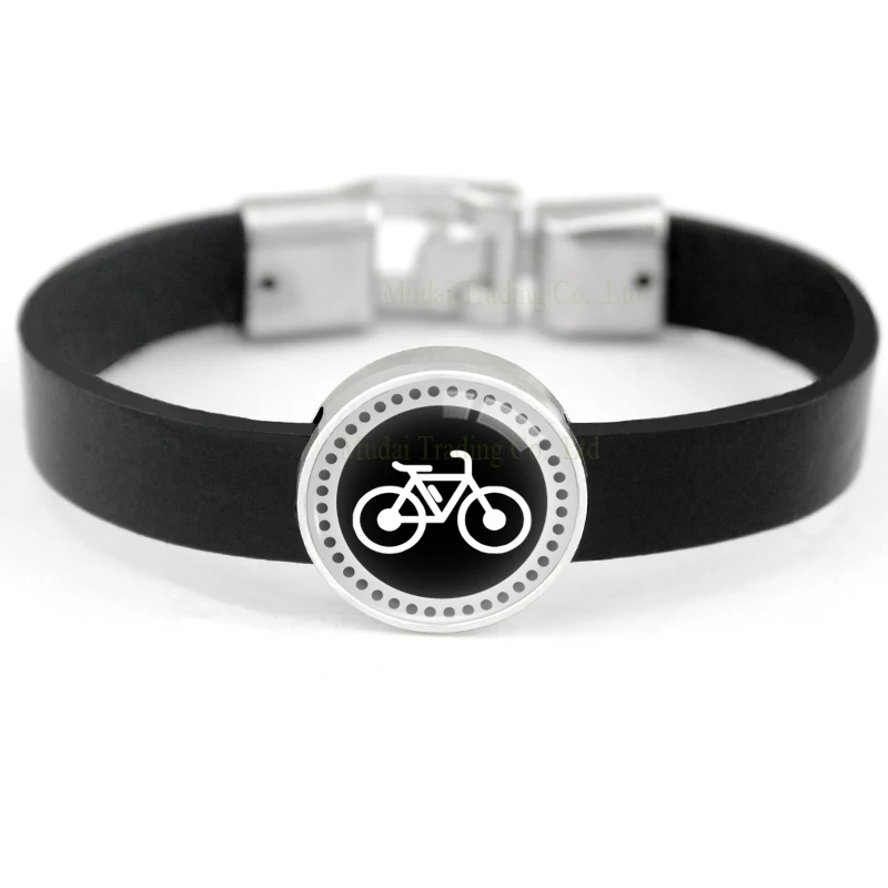

Bicycle Bike Bracelets Football Baseball Basketball Soccer Volleyball Leather Charm Bracelets Women Men Unisex Jewelry