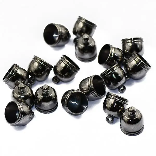 

50pcs Hematite Bell Shape Bead Leather Cord Ends Caps DIY Jewelry Findings