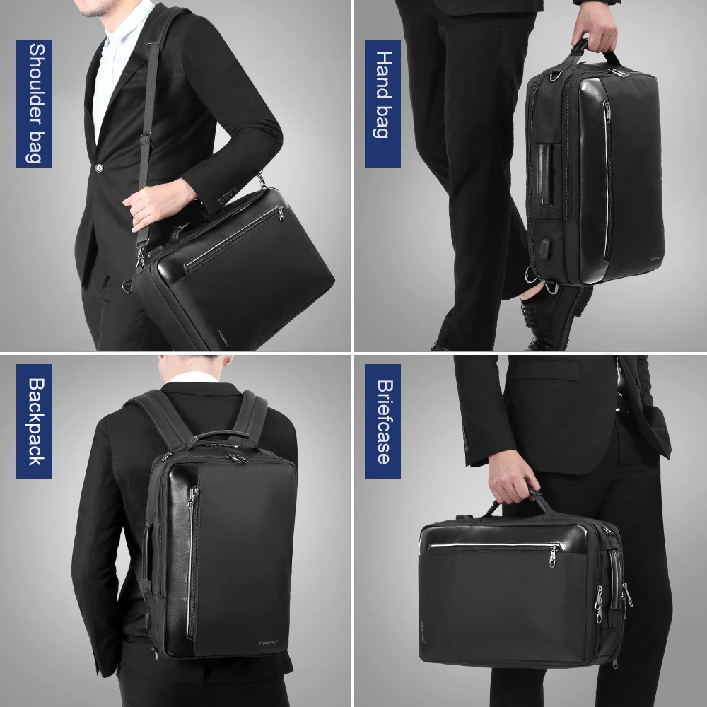 Moda para hombre 15,6 pulgadas multifunción Nylon repelente al agua 4 en 1 negocios USB Laptop mochila hombre mochila