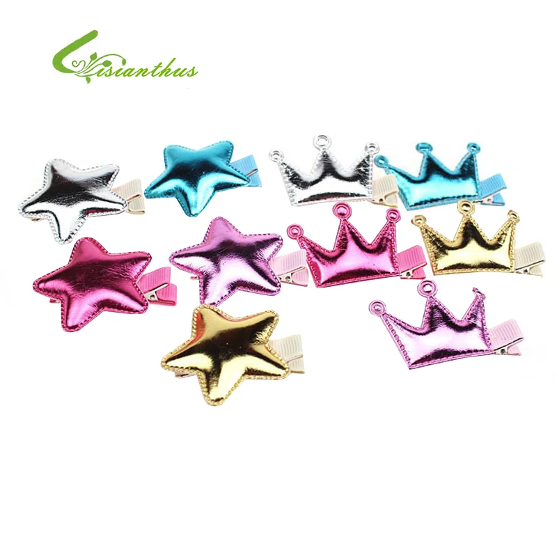 Cute Style Hair Accessories New Design Leather Shiny Star Baby Girls Crown Hairpins kids accessories Clip | Детская одежда и обувь