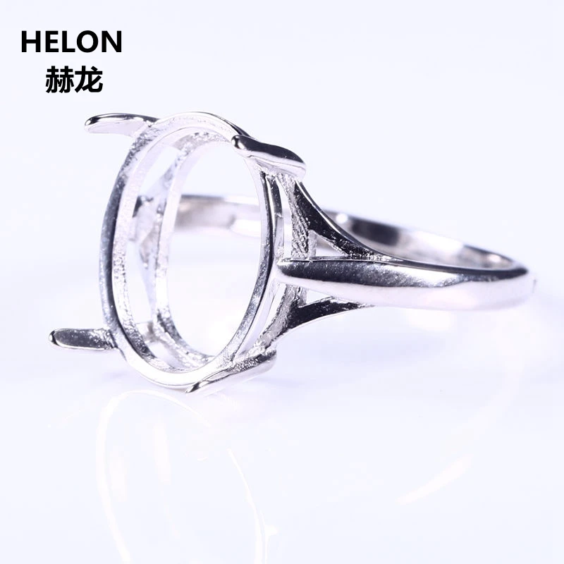 

Wholesale 925 Sterling Silver Engagement Wedding Ring 10X14mm Oval Cabochon Semi Mount Ring for Gemstone Fine Jewelry Setting