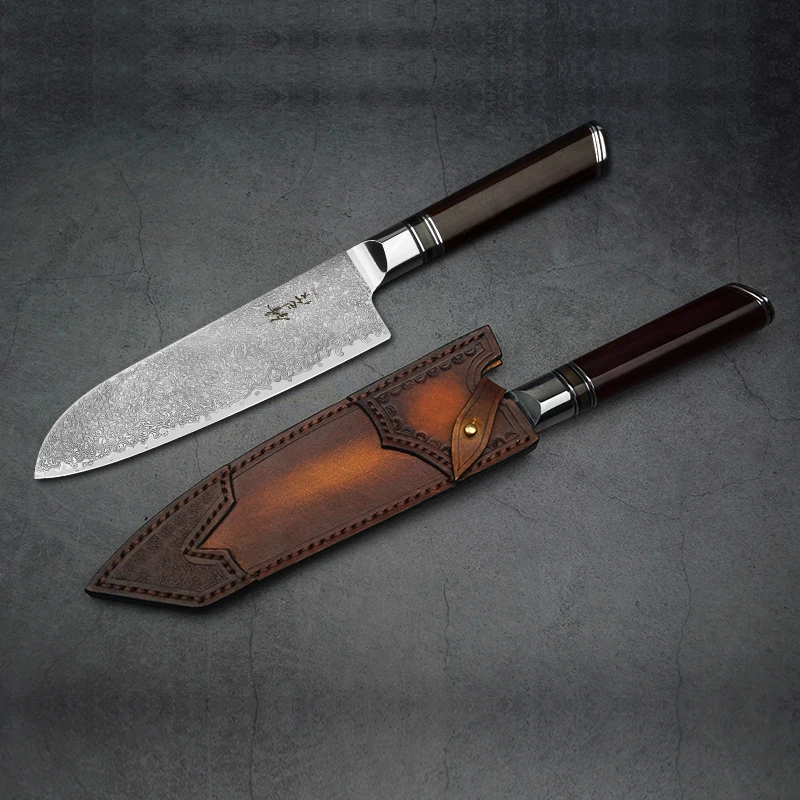 FZIZUO 7 5 &quotнож Santoku из дамасской стали ручной работы макарские ножи Dalbergia японский