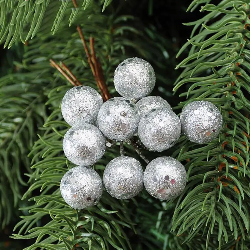 10 шт./лот, красные, серебристые, золотые подвесные шары для рождественской елки, подвесные шары с фруктовым шаром, вечерние украшения для рождественских праздников