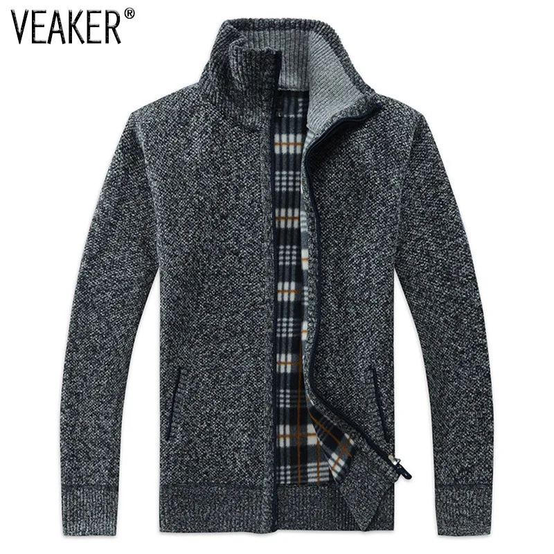 Kopen 2019 Herfst Winter mannen SweaterCoat Faux Fur Wollen Trui Jassen Mannen Rits Gebreide Dikke Jas Casual Truien M 3XL