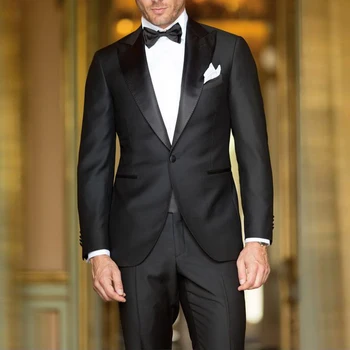 

Charcoal Slim Fit Mens Suits 2 Pieces Groom Tuxedos One Button Handmade Custom Grooms Suit 2019 Wedding Suits for Man