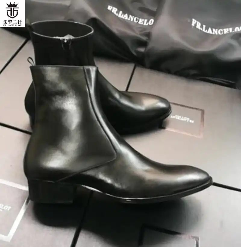 black men's boots leather