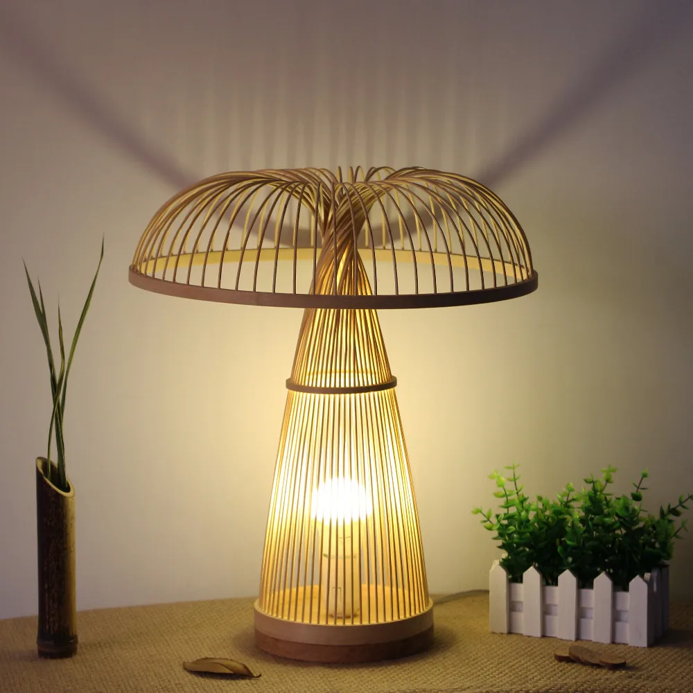 Bamboo mushroom table lamp style bedroom bedside desk lamp Home