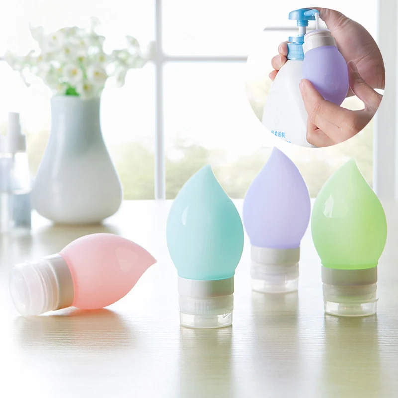 

75ml Cosmetics Refillable Bottles Silicone Peach Shape Facial Cleanser Shampoo Press Containers Travel Protable Tool HR