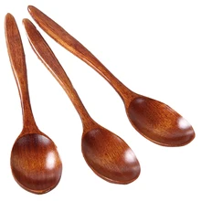 3 шт. деревянная ложка для риса ручной работы сахарная ложка кухня, кухонная утварь инструмент суп, чай ложка для кухни домашний Ресторан