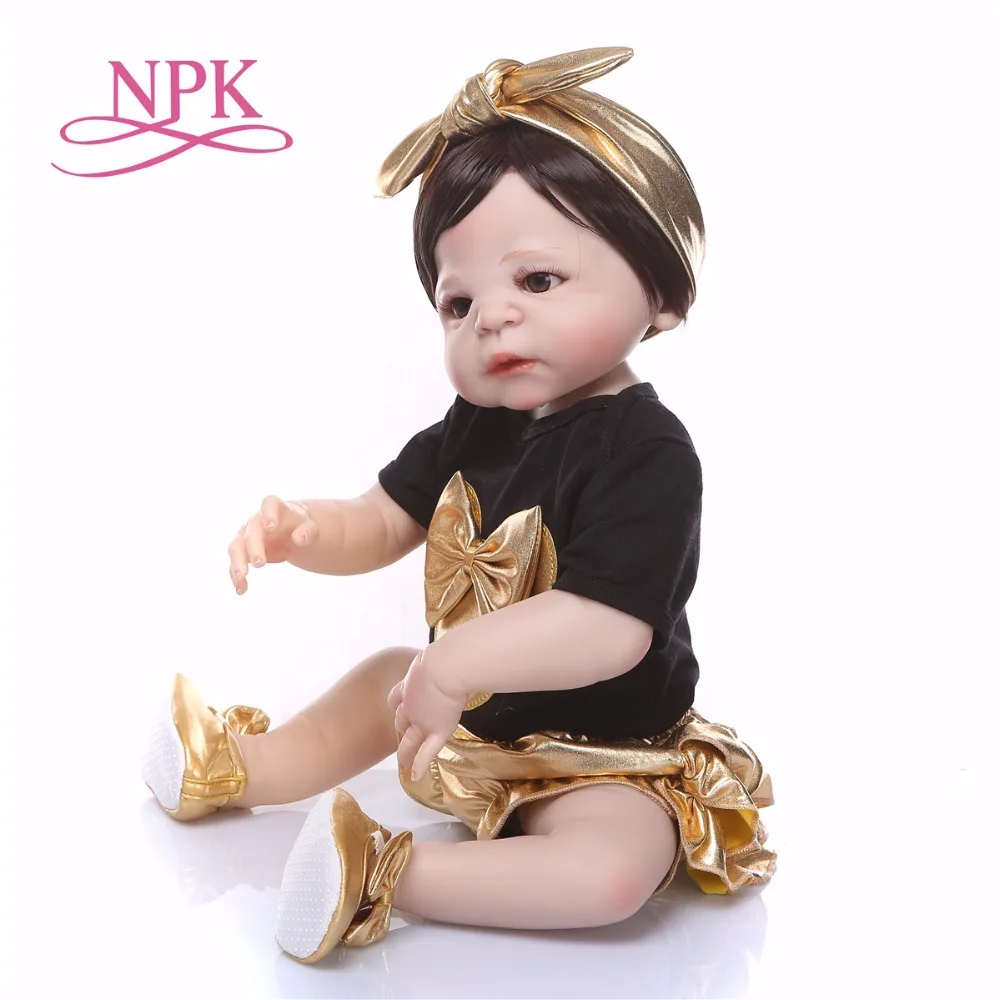NPK 56 см силиконовая кукла для всего тела bebe reborn baby настоящая жизнь Золотая Детская кукла «Принцесса» для рождественского подарка Водонепроницаемая игрушка для ванны мягкая игрушка