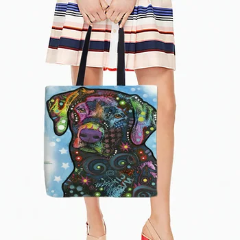 

Shopping Tote Bags labrador Print Single Shoulder Bags Storage Bag Colorful Pet Dogs Prints Two Sides Printing Casual Daily Use
