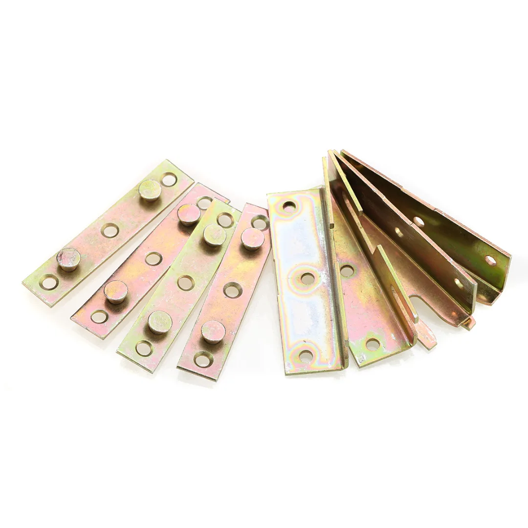 4 Set Brass Tone Furniture Bracket Wood Bed Rail Bracket Fitting Snap Connectors For Hardware Thickening Reinforcement Tool