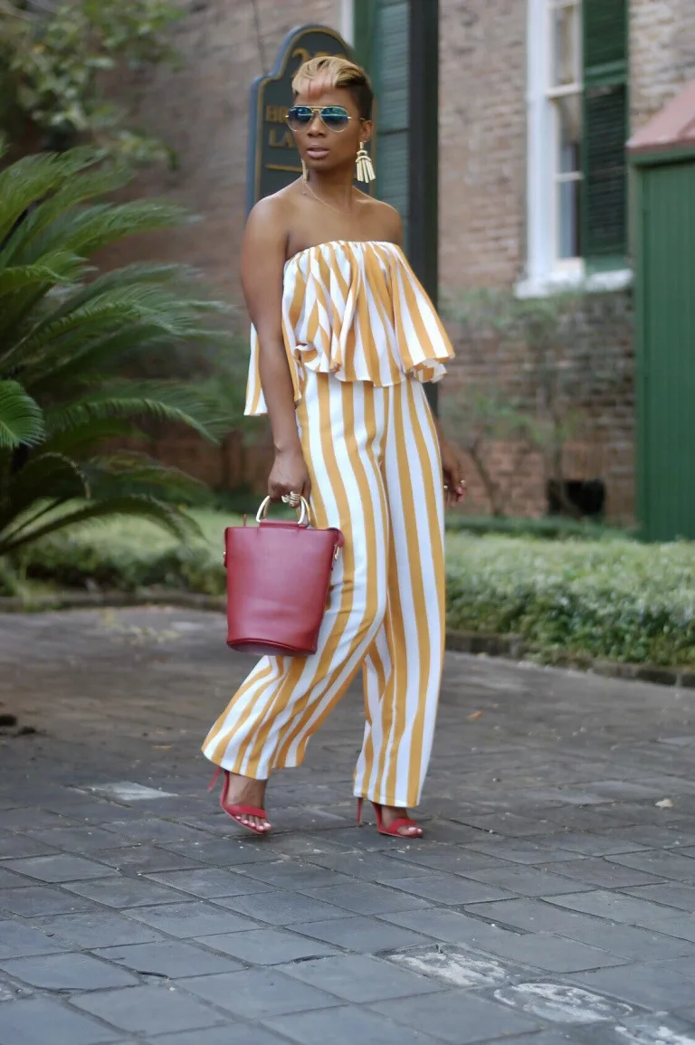 yellow and white romper