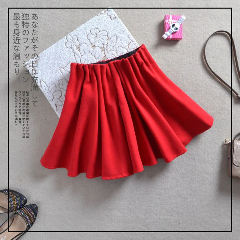 

2019 New Slim Slimming Woolen Skirt Pleated Short Skirt Autumn and Winter Women Natural Casual Solid