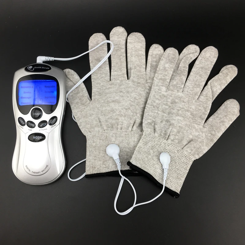 Ручной массажер для облегчения боли терапия массаж Электрический цифровой массажер с волоконный электрод массажные перчатки