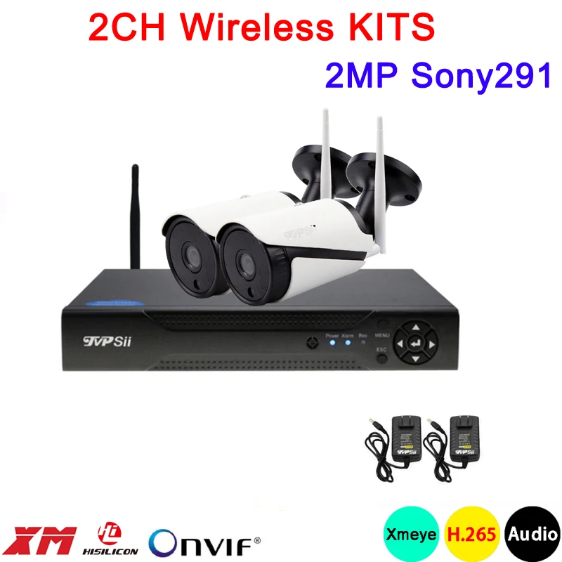 

2MP Sony291 Dahua White 36pcs Infrared XmeyeAPP Waterproof HD H.265 25fps 2CH 2Channel WIFI Wireless IPCamera kits FreeShipping