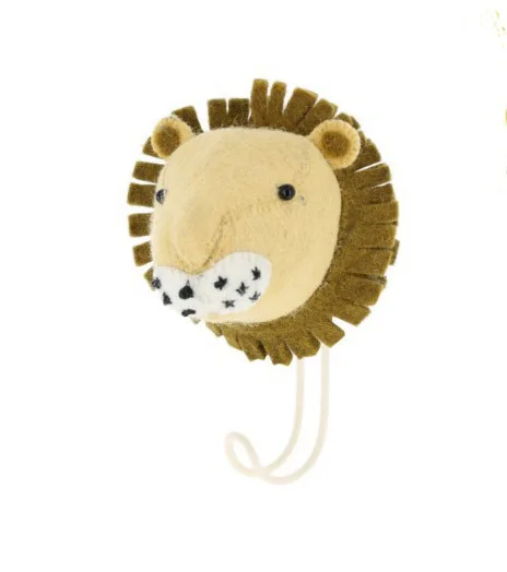 Милая 3D настенная голова животного защита украшения Фаршированная голова игрушки настенные крепления для детской комнаты Настенные вешалки домашний декор - Цвет: Lion