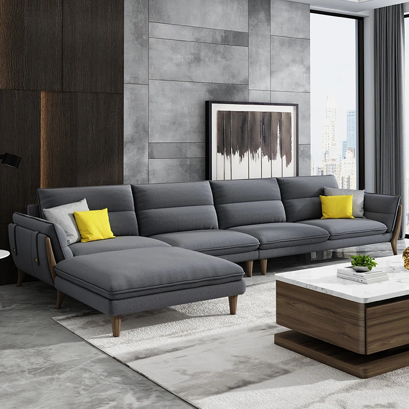 Тканевый секционный диван современный стиль с шезлонгом для гостиной Съемный и моющийся