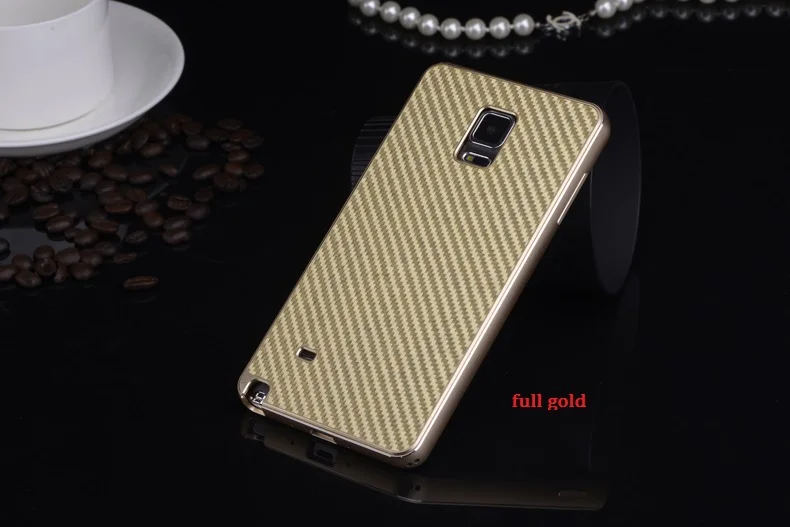 Роскошный чехол из настоящего углеродного волокна+ алюминиевый бампер, чехол для телефона s для samsung Galaxy Note 4 N9100, Металлический Чехол - Цвет: full gold