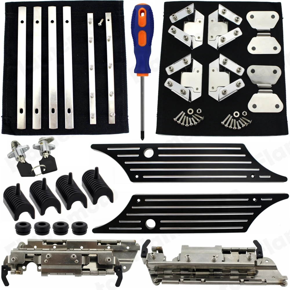 

Hard Bag Saddlebag Hinge Latch Lock Hardware Kit For Harley 94-12 FLHX FLHT FLHR FLT FLHRC FLHTCU