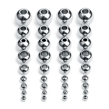 

SAUVOO 50pcs Stainless Steel Round Beads Hole 1mm 1.5mm 2mm 3mm 4mm Big Hole Loose Spacer Charm Beads for Jewelry Making Finding