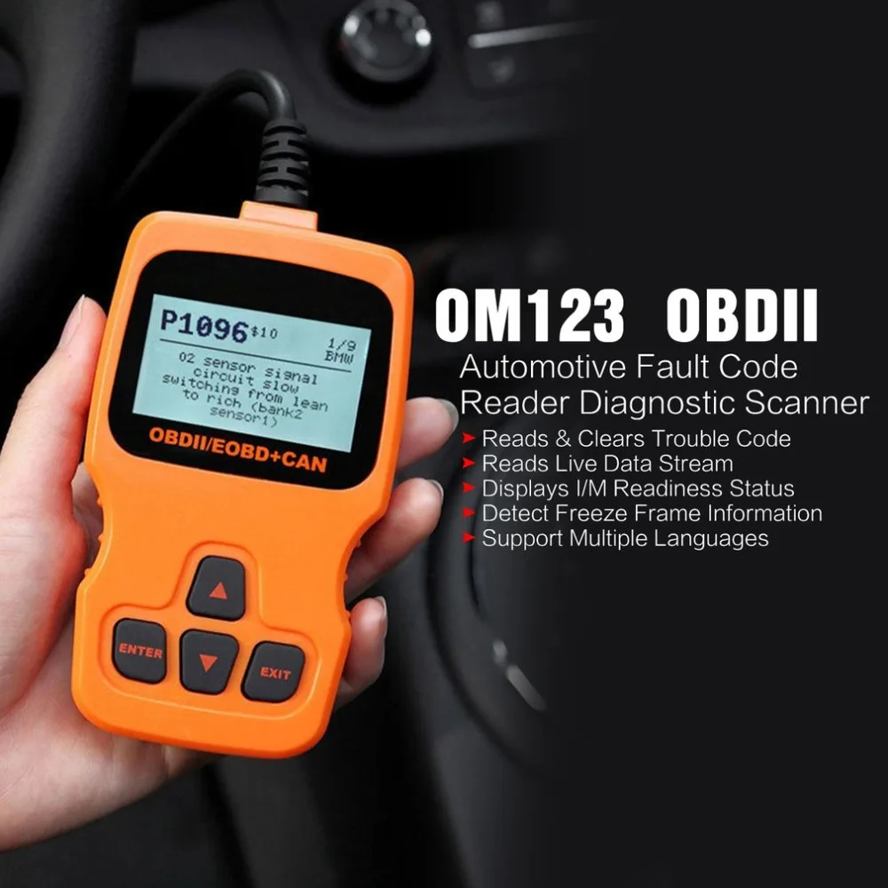 

OM123 OBD2 Automotive Scanner Car Diagnostic Tool in Russian Auto Code Reader Universal Scan Tool PK