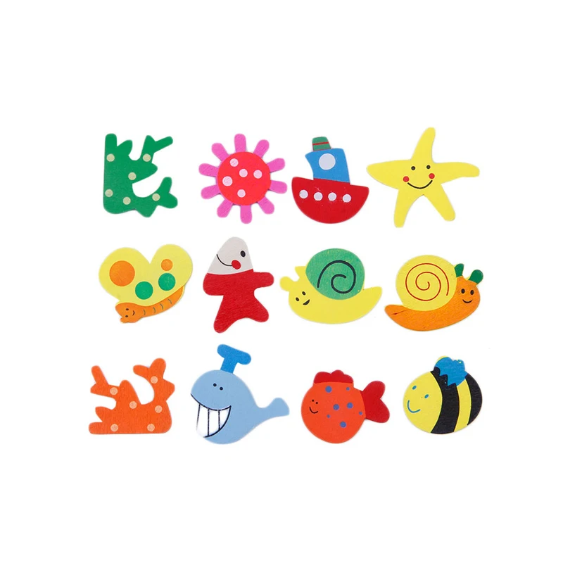 

Drop ShiP 12pcs Baby Wooden Magnet Educational Kitchen Fridge Cartoon Funny Gift Fashion