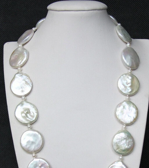 

ddh001532 natural round coin freshwater pearls necklace