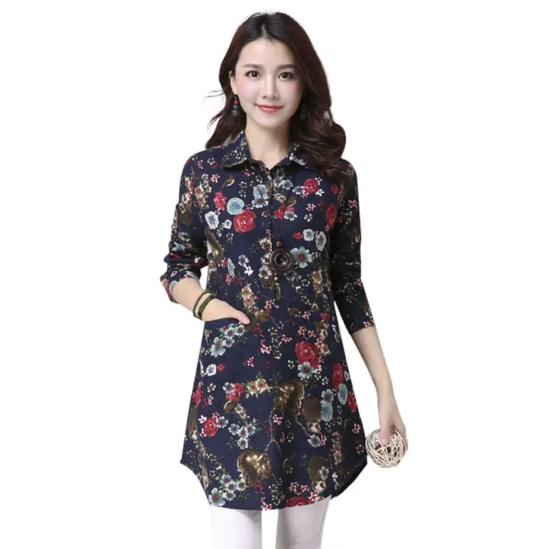 Women Blouses Turn Down Collar Floral Print Blouse Long Sleeve Shirt blusas Femininas vintage casual women Tops Summer DM276 Women Blouses Turn Down Collar Floral Print Blouse Long Sleeve Shirt blusas Femininas vintage casual women Tops Summer DM276