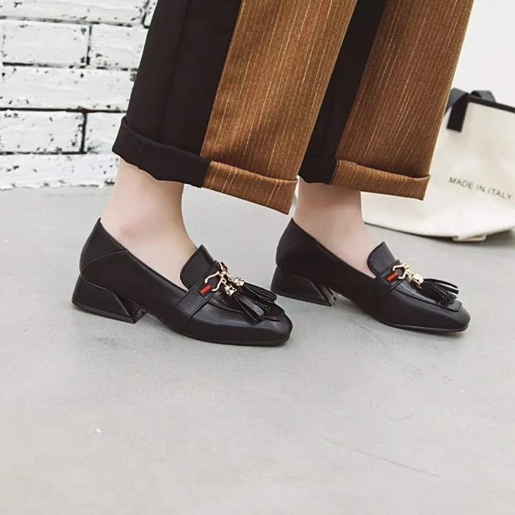 

Big Size 11 12 13 14 15 16 17 ladies high heels women shoes woman pumps Rough-heeled square-headed single shoes