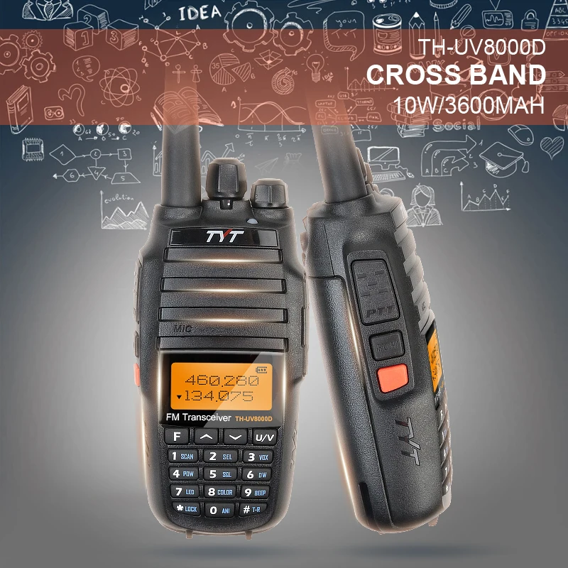 

Upgrade Version Original 10W Cross Repeat VHF UHF Dual Display Dual Standby TYT TH-UV8000D Walkie Talkie