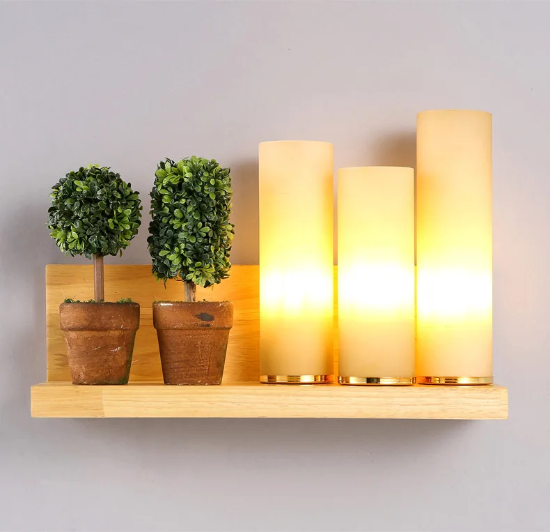 

Fashion Oak Wall Sconces Lighting Sitting Room The Bedroom Chinese Style Led Wall Light Contracted Modern Home Lighting