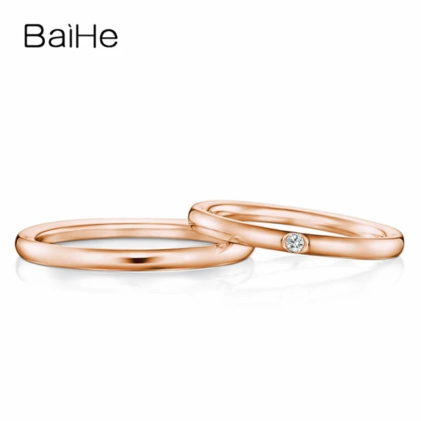 BAIHE Solid 18 K Белое Золото 0.03CT Сертифицированный H/SI круглый натуральный бриллиант обручальное женское модное обручальное кольцо ювелирные изделия