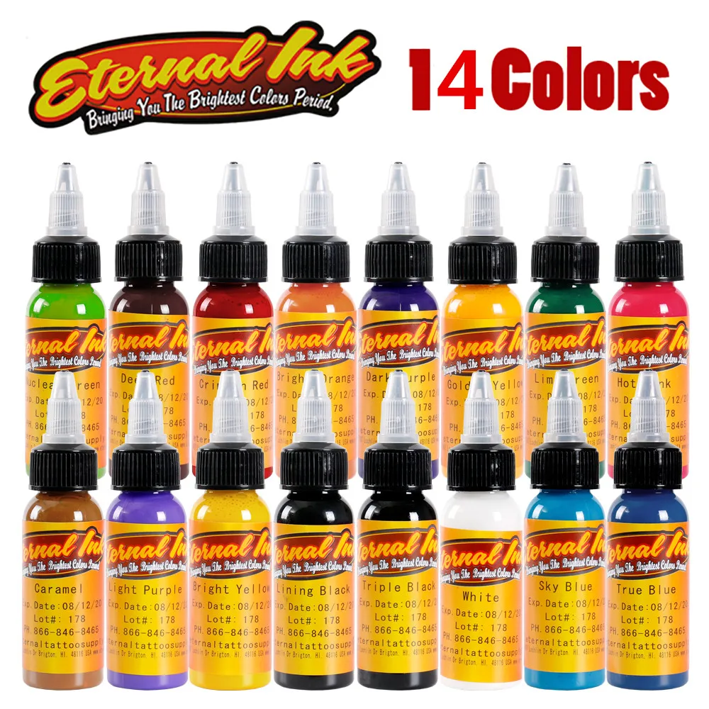 

30ml/Bottle Tattoo Ink Set Permanent Makeup Art Pigment 14PCS Colour Random Cosmetic Tattoo Paint For Eyebrow Eyeliner Lip Body