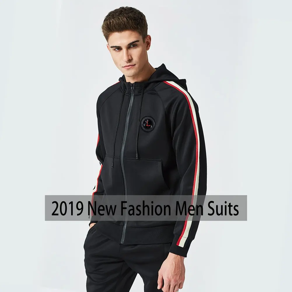 BROWON Men Tracksuits Solid Sportswear Spring Autumn Men's Jacket+ Pants Tracksuit Male Sweatshirt Casual 2 Piece Set