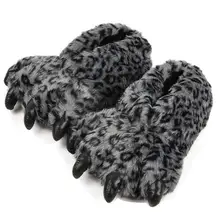 2016 Concepteur de Bande Dessinée Animaux Tiger Leopard Automne Hiver Griffe Patte Peluche Chaussons pour Femmes Hommes Chaussures D’intérieur Accueil Étage Slipper