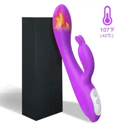 Нагрева страпон с вибратором силиконовые Водонепроницаемый Женский G Spot вагинальный, клиторальный массажер интимные игрушки для женщин