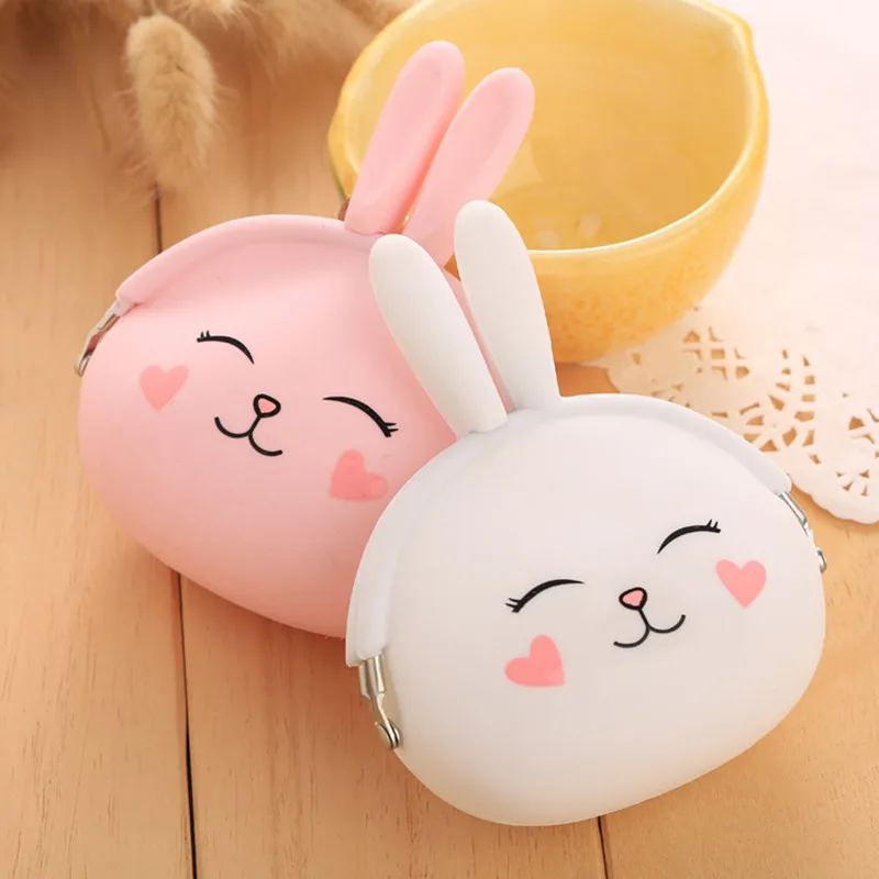 candy color owl bunny cat silicone coin purse kids gift cartoonTrendy baby Mini coin bag lady change purse women smart wallets