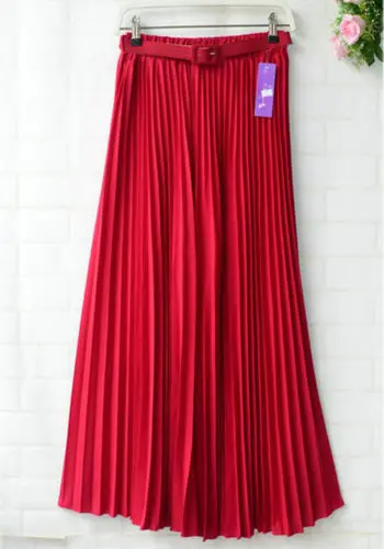 Горячая новинка Женская плиссированная Ретро длинная юбка макси с эластичным поясом шифоновые юбки для танцев