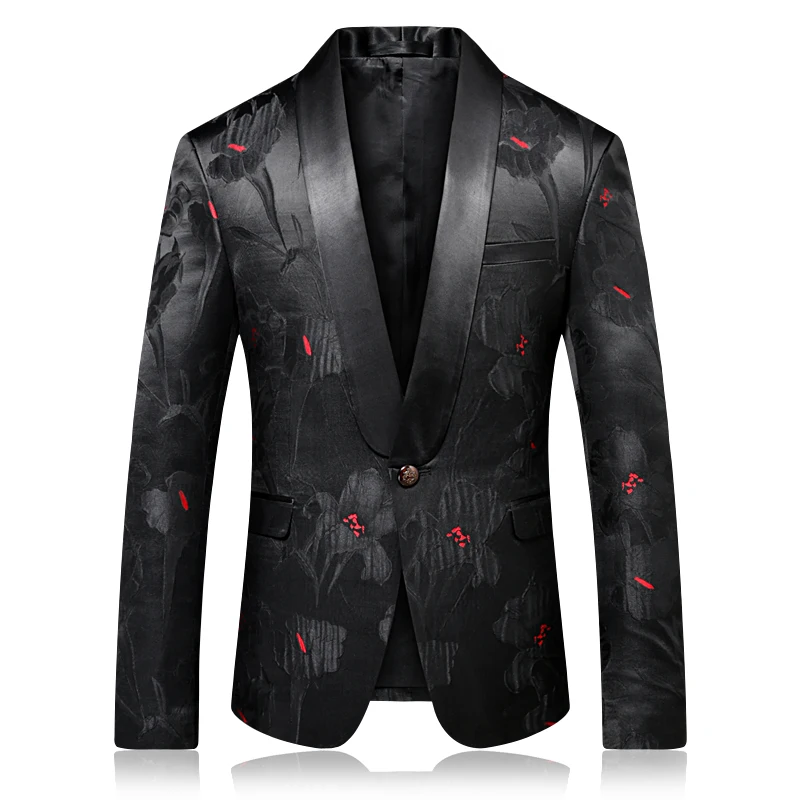 

2018 New Arrival Prom Party Floral Dress Mens Black Groom Tuxedo Men Shawl Lapel Slim Fit Wedding for Men Eslite Hyun