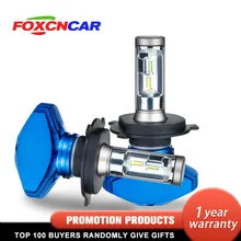 Foxcnsun 2 pcs H4 LED H7 H11 H8 9006 HB4 H1 H3 HB3 H9 9005 Lâmpadas Do Farol Do Carro Lâmpada LED com Fanless CSP Chip 8000LM Auto 6500 k