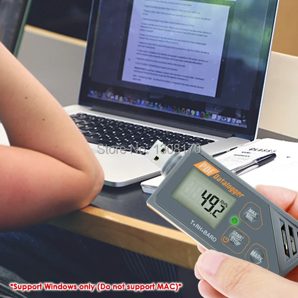 Цифровой USB Регистратор влажности температуры и давления Барометрический регистратор данных датчик Водонепроницаемый PDF& Excel отчет светодиодный индикатор