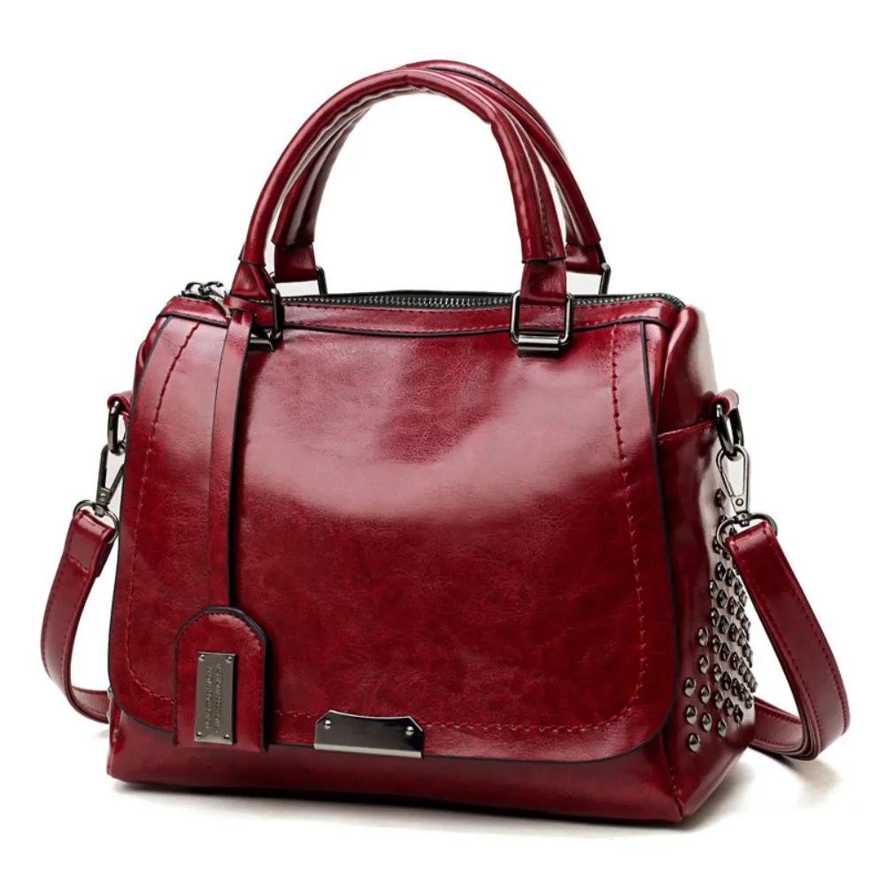 

Luxury Design Women Handbags Rivet Crossbody Bag for Female PU Leather Casual Tote Bags Ladies Retro Shoulder Bag Bolsa Feminina
