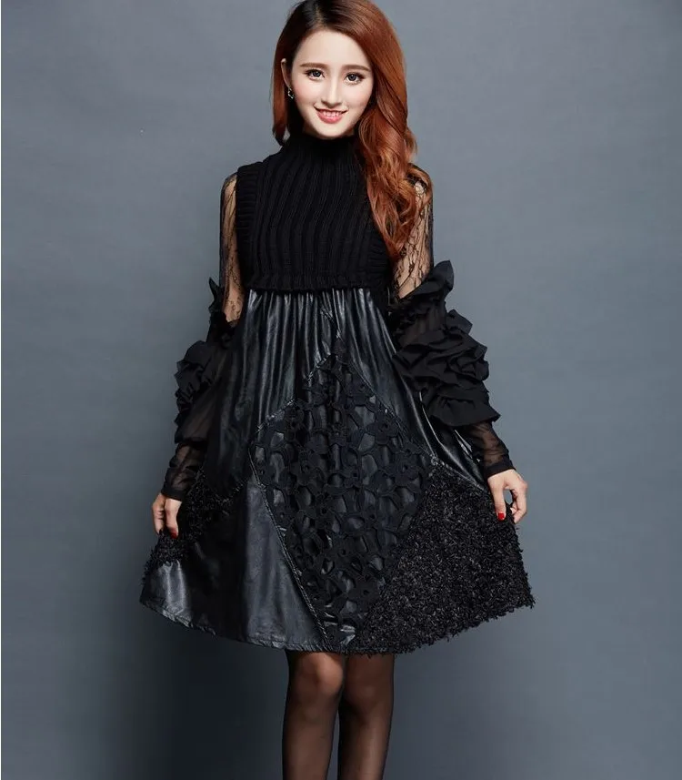

2019 hot selling dresses women's fashion black lace slim elegant sexy dress lady's working clothing 2 pcs size XL 2XL L #W37