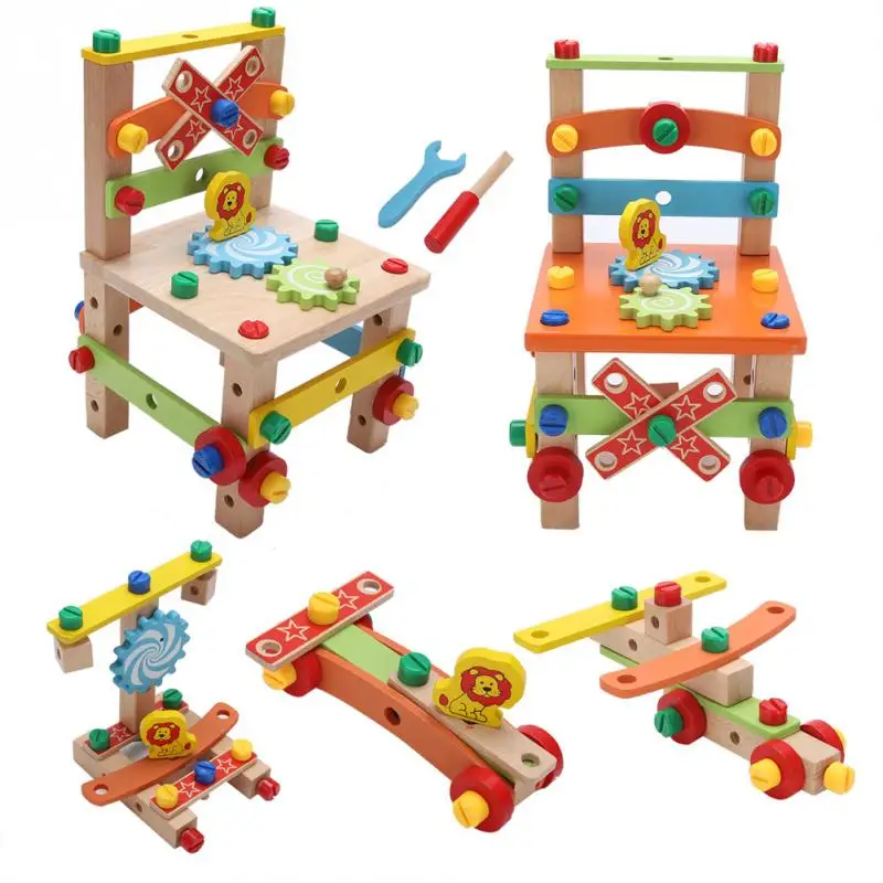 Wooden Multifunctional Assembling Chair Toy for Kid Child Learning Intelligent Toys Colorful Educational Wooden Toys Wooden Multifunctional Assembling Chair Toy for Kid Child Learning Intelligent Toys Colorful Educational Wooden Toys