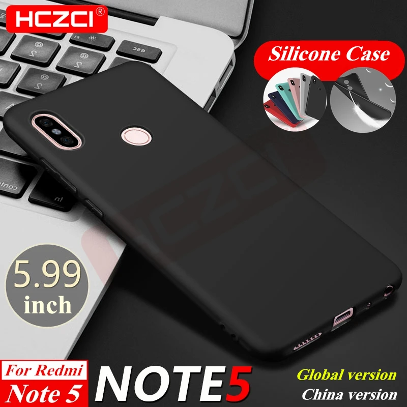 Redmi Note 5 Matte Pure Color Soft Silicone Case for Xiaomi Global version Protective Cover HCZCI High Quality |
