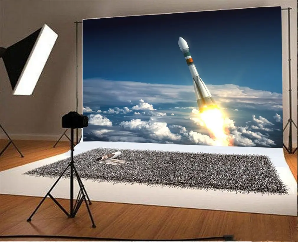 

Photography Backdrop Carrier Rocket Launch Universe Exploration Photo Background Party