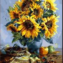 Горячая с принтом подсолнуха DIY Цифровая картина маслом по номерам ручная роспись маслом 40x50 см без рамки