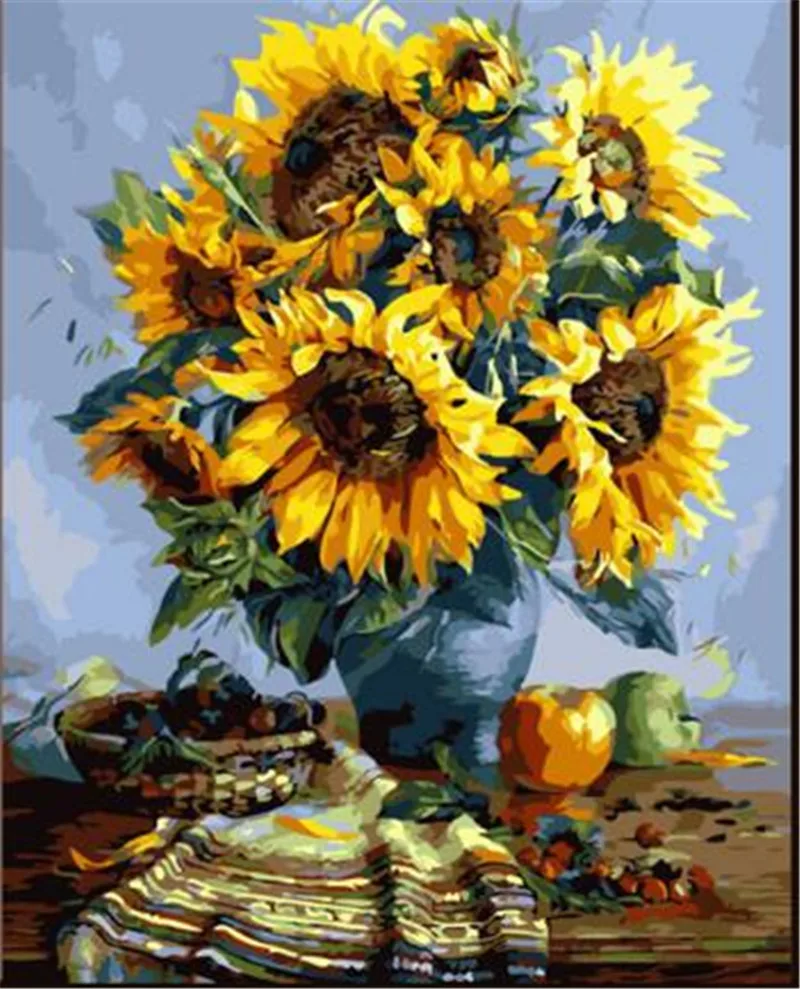 Kit De Pintura Por Números Moderno De Gato Siamés Con Flor | Lienzo 40x50 Cm, Pinturas Acrílicas Y Pinceles Para Adultos